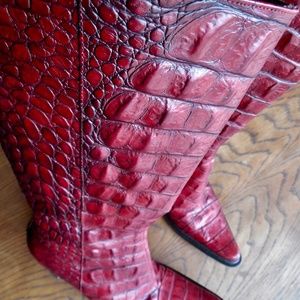 Donald J. Pliner alligator embossed leather boots